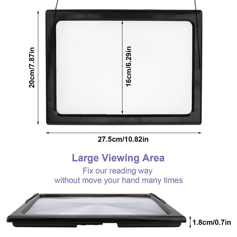 Rongon 3X Hands-Free A4 Full Page Magnifiers Large LED Magnifying Glass with Stand Ideal for Reading Small Prints Crafting Low Vision & Seniors - Image 2
